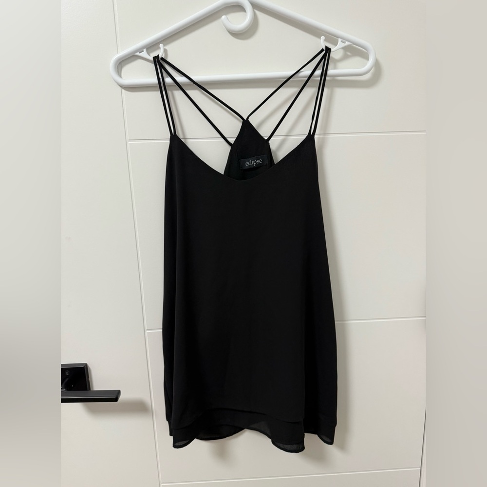 Strappy black tank top oversized flowy shirt